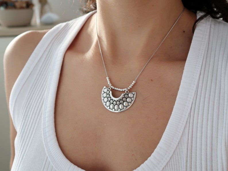 Antique Silver Greek SHIELD pendant layered necklace, Ancient Greek Inspired jewelry, Ethnic Tribal Historic Hellenic Medallion Necklace image 8