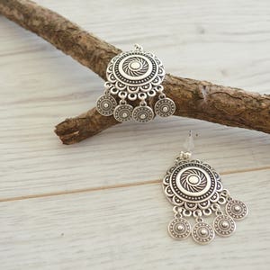 Silver Chandelier Coin Earrings: Turkish Bohemian Tribal Style
