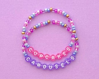 Cupcakes & Carousels Bracelets, Stacking Stretch Bracelets, Beaded Bracelets, Layering Jewelry