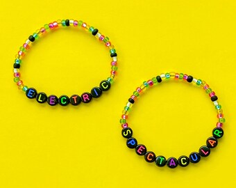 Electrical Parade Bracelets, Neon Bracelets, Stacking Stretch Bracelets, Layering Jewelry