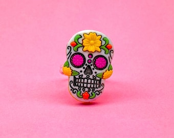 Sugar Skull Ring, Adjustable Ring, Park Inspired Ring, Fashion Jewelry, Dia de los Muertos Ring