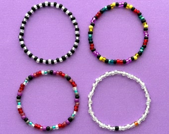 Nightmare Before Christmas Stacker Bracelets, Beaded Bracelets, Layering Halloween Jewelry