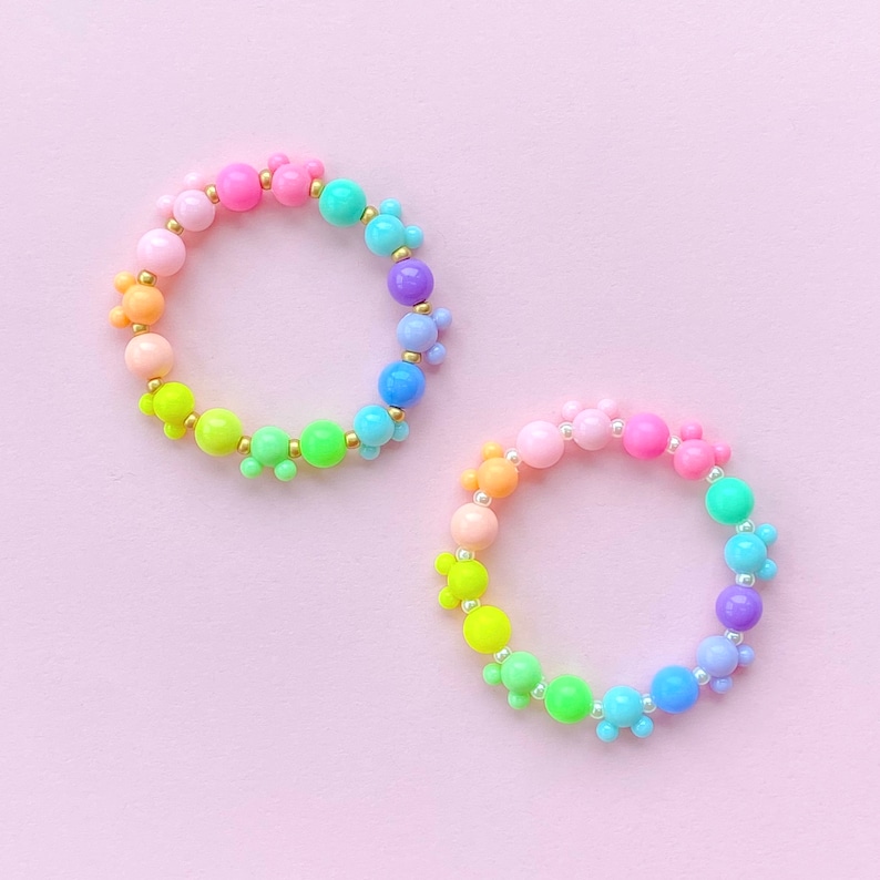 Layering Jewelry Large Pastel Mouse Bracelet Beaded Bracelets Stacking Stretch Bracelets