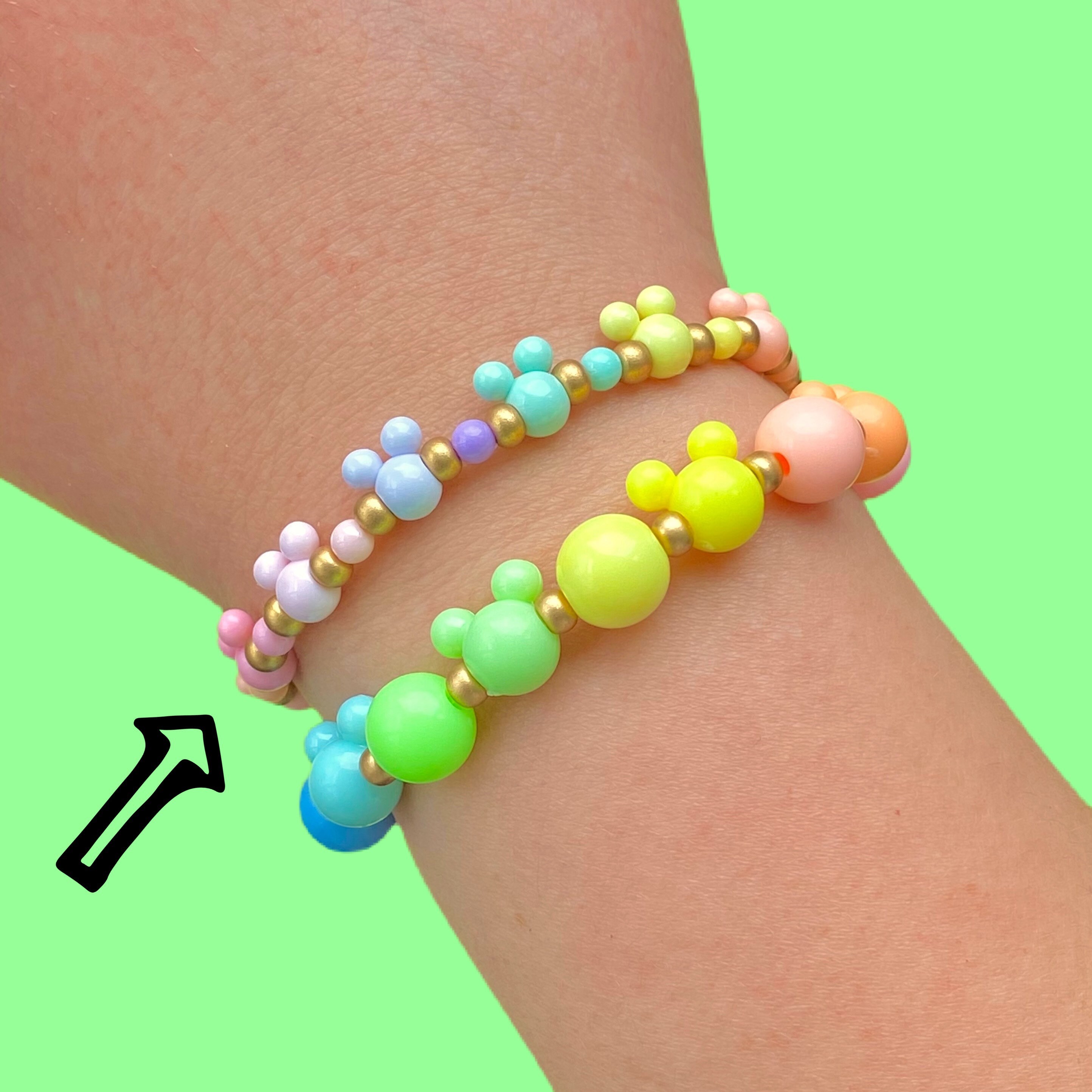 Mini Pastel Mouse Bracelet Stacking Stretch Bracelets Beaded Etsy