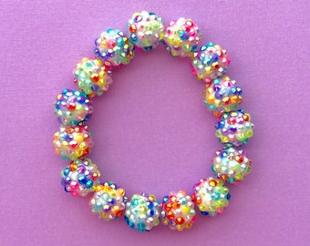 Rainbow Confetti Bracelet, Large Bead Bracelet, Festival of the Arts