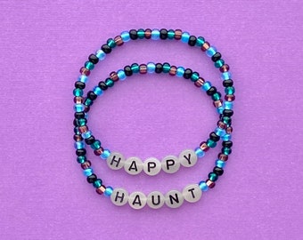Happy Haunt Bracelet Set, Stacking Stretch Bracelets, Haunted Mansion Bracelets