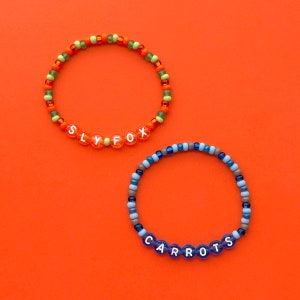 Zootopia Bracelets, Sly Fox and Carrots, Zootopia Jewelry, Beaded Bracelets