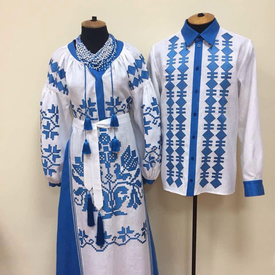 White Embroidered Maxi Dress With Blue Flower Ornament. White Etsy