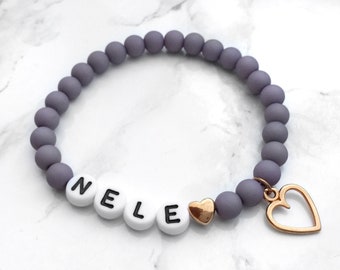 Armband "Haze Heart", Perlenarmband, Armband mit Name, Namensarmband, Freundschaftsarmband