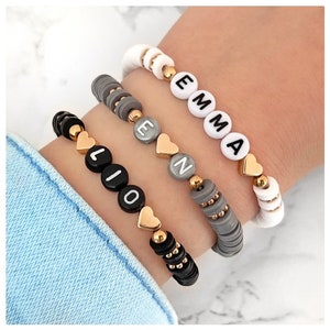 Katsuki Armband „Basic color“ verschiedene Farben, Namensarmband personalisiert,Buchstabenarmband, Heishi Perlen, personalisierbar, Geschenk