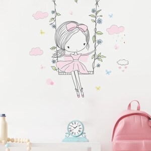 Kids Cartoon Girl Wall Sticker - Wall Decal Sticker - Removable Wall Decoration -  Wall