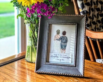 Custom Portrait Mother of the Bride Gift || Personalized Mother & Daughter Drawing || Family Hand-drawn Keepsake || Unique Mother's Day Gift