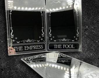 Custom Tarot Card Mirror: Choose your Tarot, Celestial Engraved Wall Art, Occult Decor