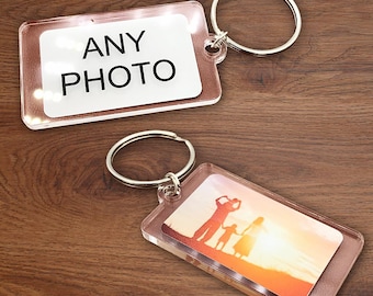 Custom Photo Keychain, Personalized Acrylic Keyring, UV Printed (50x30mm)