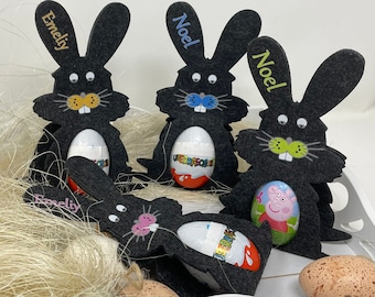 Easter Bunny with Felt Name Ü-Egg Holder Egg Holder Easter Gift Personalized Easter Egg Dark