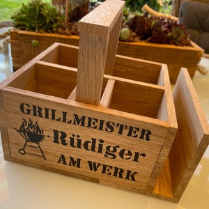 Grill Geschenk personalisiert Grillmeister Grill Utensilo für Besteck Geschenk für Männer Geschenk Grillparty Geschenke Grillabend Bild 8