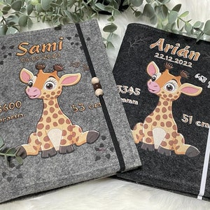 U Notebook Cover Felt Personalized | Vaccination certificate giraffe | Examination booklet cover felt gift birth | Young girls baptism
