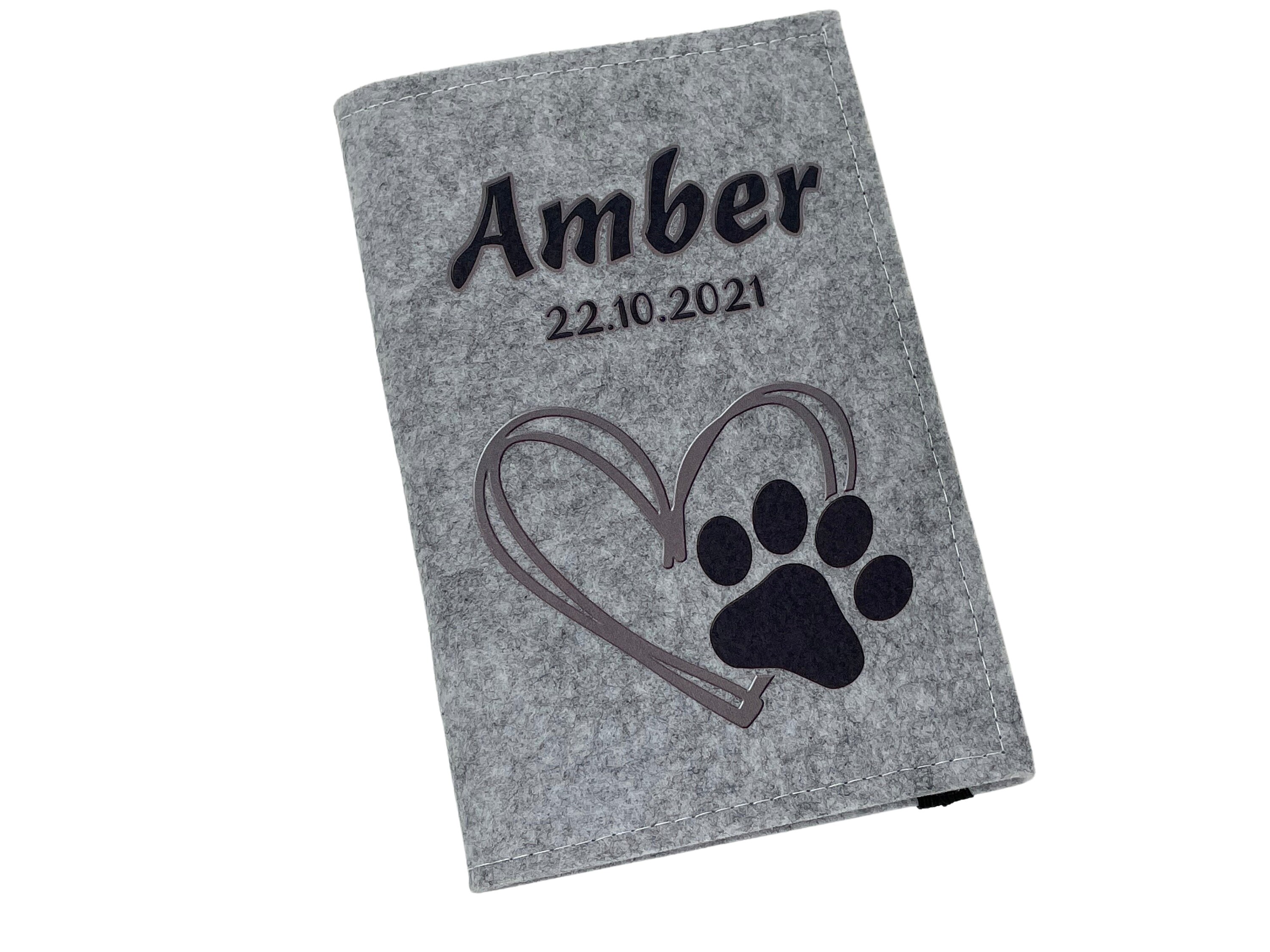 Personalisiertes Katzenausweis Hülle Filz - 24 Rassen Zur Auswahl Bestickt