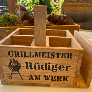 Grill Geschenk personalisiert Grillmeister Grill Utensilo für Besteck Geschenk für Männer Geschenk Grillparty Geschenke Grillabend Bild 10