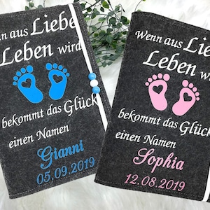 U Heft Hülle mit Namen Filz personalisiert | Impfpass Liebe verschiedene Farben | Untersuchungsheft  Geschenk Geburt | Junge Mädchen taufe