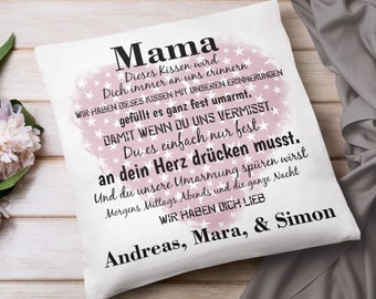 Mama Kissen personalisiert mit Namen - Geschenk zum Muttertag - Geschenk zum Geburtstag für beste Mama - Geschenke für Mütter