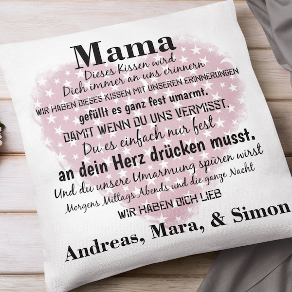 Mama Kissen personalisiert mit Namen - Geschenk zum Muttertag - Geschenk zum Geburtstag für beste Mama - Geschenke für Mütter