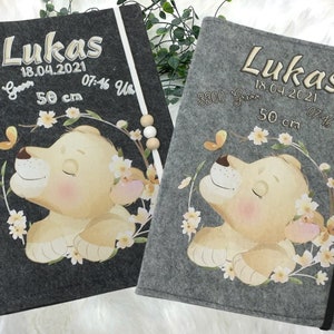 U Heft Hülle mit Namen Filz personalisiert | Impfpass Löwe Boho | Untersuchungsheft Hülle filz Geschenk Geburt | Junge Mädchen taufe