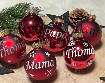 Weihnachtskugel mit Name | Christbaumkugeln Glas Rot personalisierte Christbaumkugel | Weihnachtskugeln personalisiert | Geschenkidee