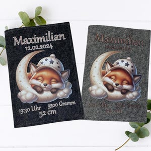 U-Heft Hülle Fuchs – personalisiert mit Namen & Geburtsdaten – Geschenk zur Geburt – Filzhülle mit Impfpassfach und Kartenfach -Filz