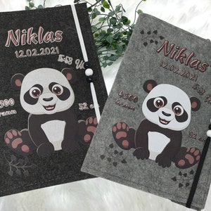 U Heft Hülle mit Namen Filz personalisiert | Impfpass Pandabär | Untersuchungsheft Hülle filz Geschenk Geburt | Junge Mädchen taufe