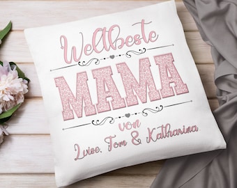 Mama Kissen Geschenk zum Muttertag - personalisiert mit Namen - Geschenk zum Geburtstag für beste Mama - Geschenke für Frauen