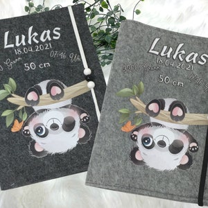 U Heft Hülle mit Namen Filz personalisiert | Impfpass Süsser Pandabär | Untersuchungsheft Hülle filz Geschenk Geburt | Junge Mädchen taufe
