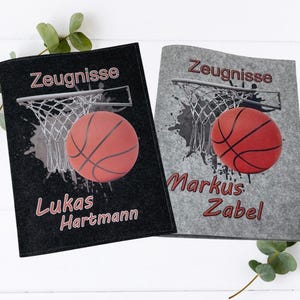 Zeugnismappe Basketball personalisiert A4 – Filzmappe mit Name – Einschulung Geschenk Junge – Schulmappe Sport Motiv Schule