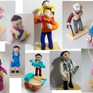 Set of 5 characters for sand play therapy miniatures with features on request, minifigures