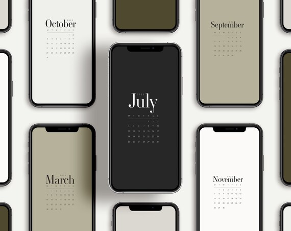 22 Monthly Mobile Calendar Wallpaper Background Minimal Etsy