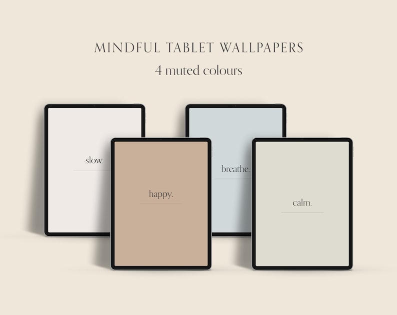 Minimal Mindful Tablet Wallpaper Backgrounds Neutral Earthy Colours Instant Download Beige Aesthetic image 1