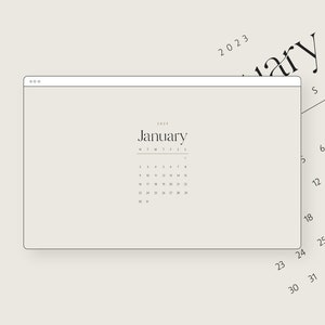 2023 Monthly Desktop Calendar Wallpaper Minimal Neutral Calendar and Organiser Instant Download image 1
