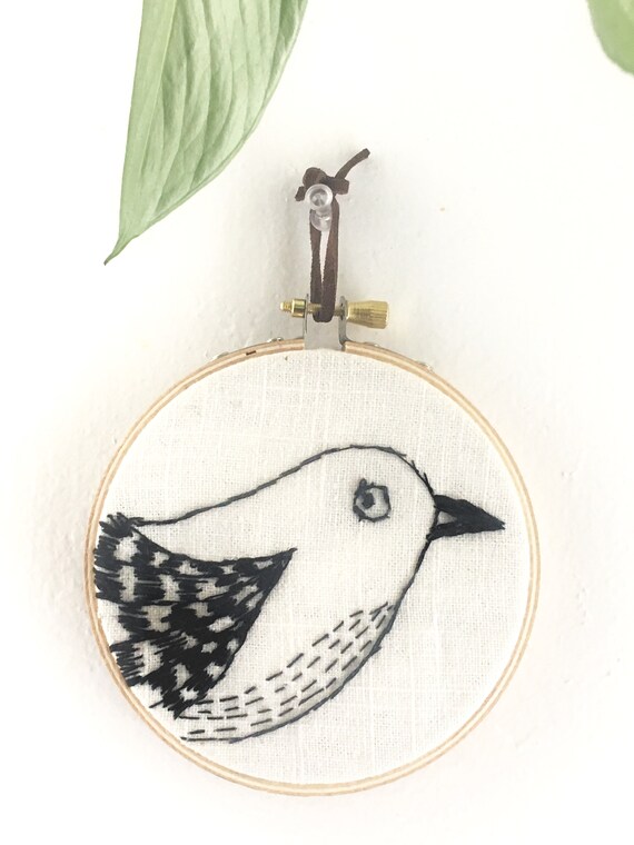 Lil Black Bird Hand Embroidered Wall Art Room Decor Nursery Etsy