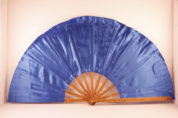 blue folding fan