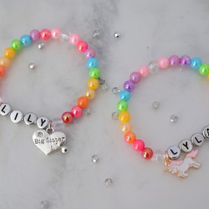 little girl personalised bracelet , girl beads gift, rainbow bracelet, kids best friend gift , children&#39;s birthday party present fashion