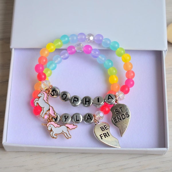 Kids personalised best friend bracelet. freinds gift. bestie present. Personalised bracelet. Childs gift. Small present.Little girl gift