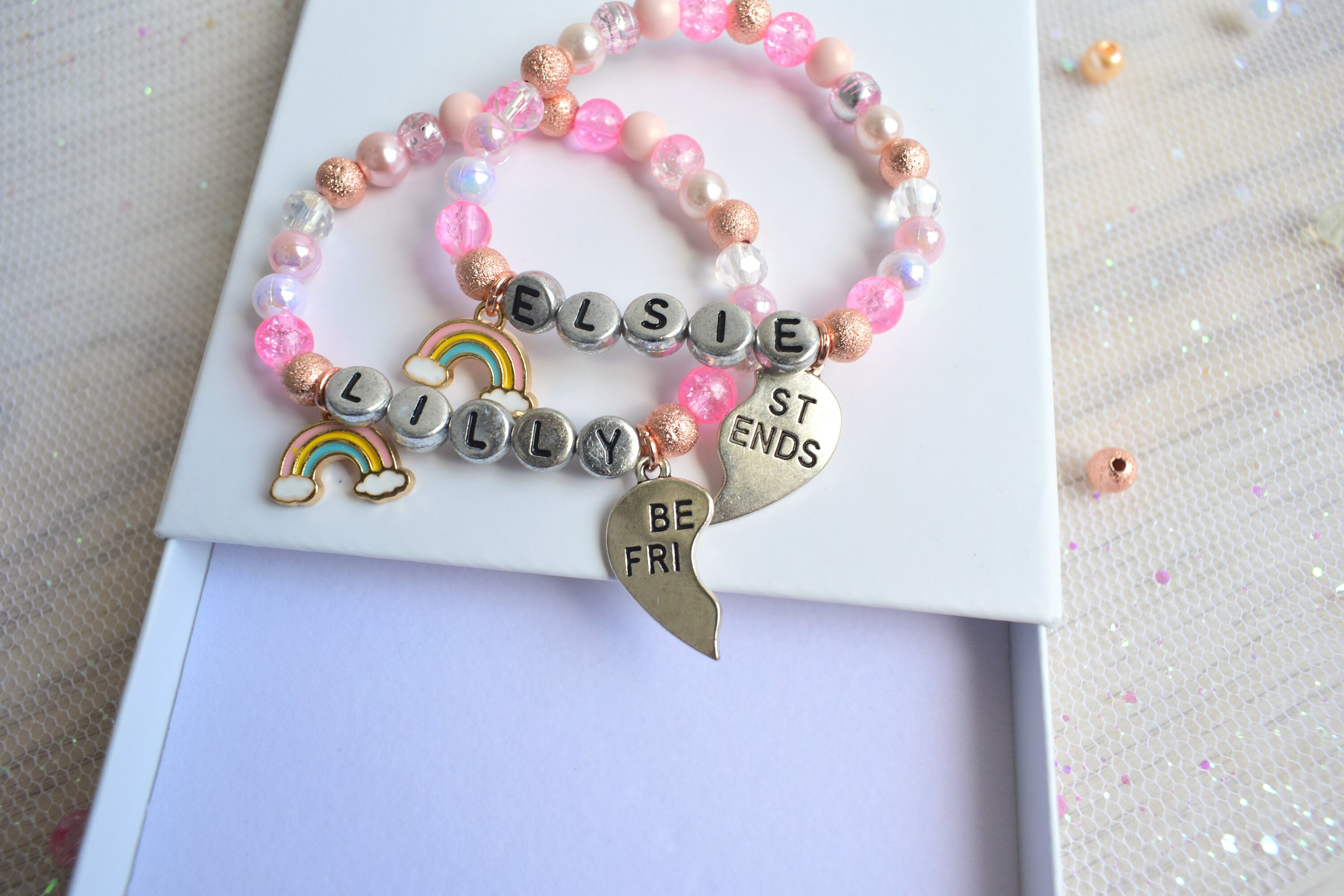 Kids personalised best friend bracelet. freinds gift. bestie present.…