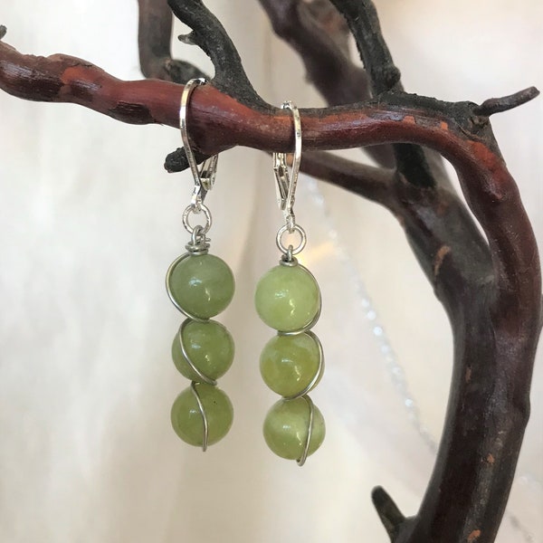 Jade Wire-Wrap Earrings