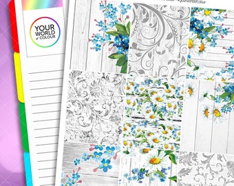Spring Floral Weekly Planner Stickers Kit For Vertical Kit Vertical Life Planner, Recollections, Filofax, Bujo, TN, Flowers, Blue, Yellow