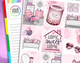 Home Sweet Home Planner Sticker Kit for use with Vertical Planners, Weekly Kit, Vertical Planner, Pink, Beauty, Girly, Purple
