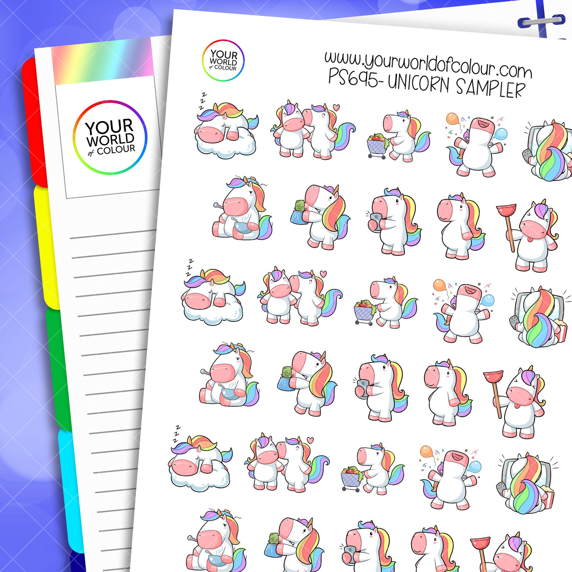 unicorn sampler planner stickers for use with vertical etsy