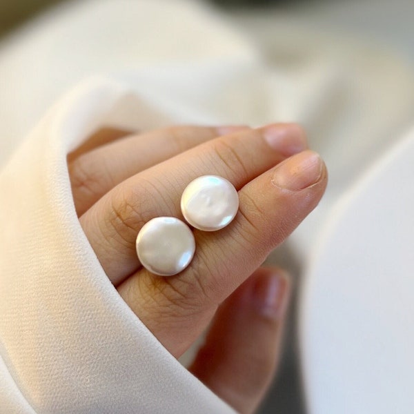 Tiny Flat Pearl On Pearl Earrings main image 0