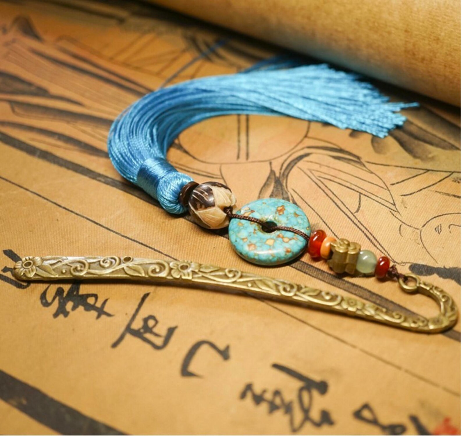 Ancient Chinese Bookmark Bronze Bookmark Asian Style Etsy