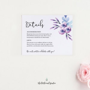 Wedding invitation stationery with watercolour purple lilac flowers & calligraphy, mauve lavender floral theme, PDF printable at home image 4