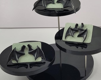 Bat wings matte stud earrings / black bat wings / demon wings / gothic earrings / halloween earrings / bat jewelry / spooky earrings